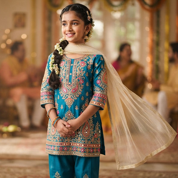 Girls Embroidered Salwar Suit